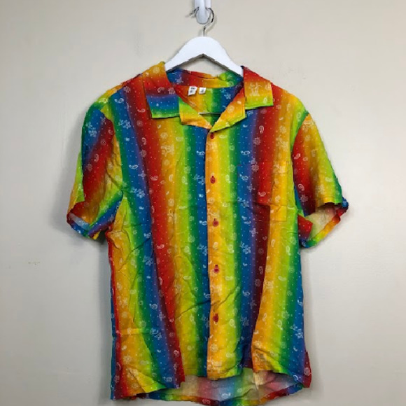 BP Women's Be Proud Camp Stripe Short Sleeve Button-Down Shirts Multi S, $49 NWT - Picture 2 of 3